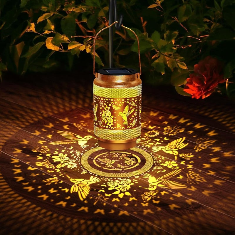 EDOF 2 Pack Hummingbird Solar Lanterns Outdoor Waterproof,Hanging Solar Lights Garden Decor,Christmas Decorations Birthday Gifts for Women Mom Grandma,Metal Hollowed-Out Lanterns for Yard,Patio,Porch - Image 3